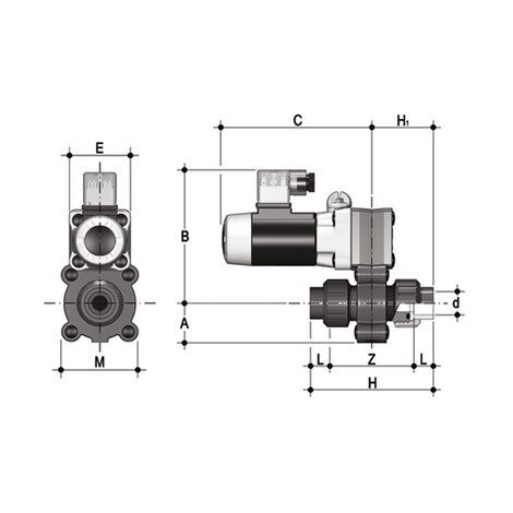 S12NV -  230V AC -true union 2-way solenoid valve