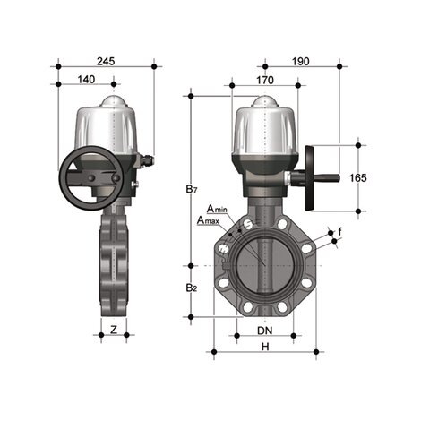 FEOV/CE 90-240V AC - Electrically actuated butterfly valve DN 200
