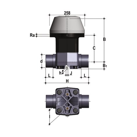 VMDF/CP NC - Pneumatically actuated diaphragm valve DN 80:100