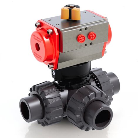 LKDAV/CP SA - pneumatically actuated DUAL BLOCK® 3-way ball valve