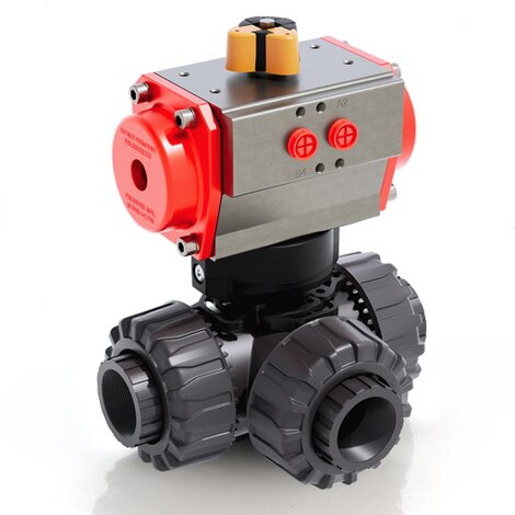 LKDFV/CP SA - pneumatically actuated DUAL BLOCK® 3-way ball valve