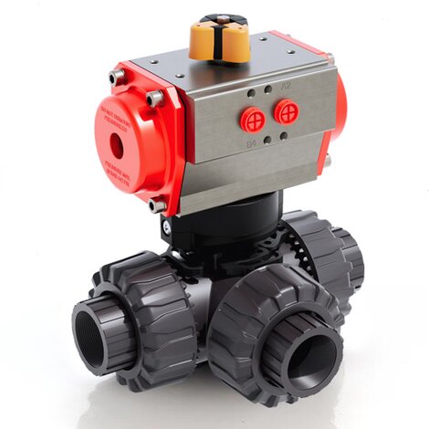 LKDGV/CP DA - pneumatically actuated DUAL BLOCK® 3-way ball valve