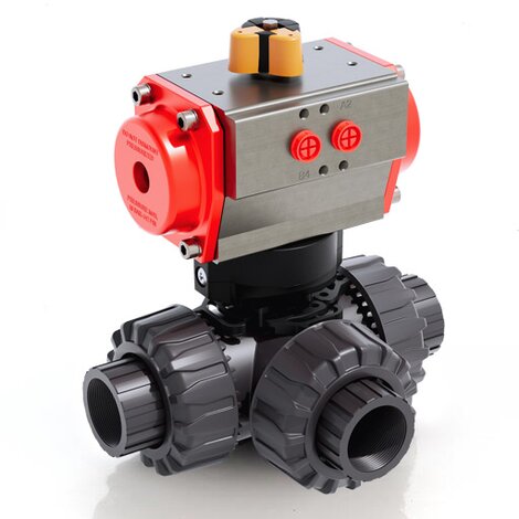 LKDNV/CP SA - pneumatically actuated DUAL BLOCK® 3-way ball valve