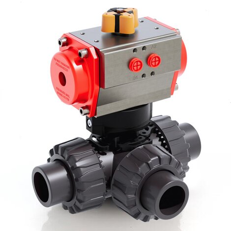 TKDAV/CP SA - pneumatically actuated DUAL BLOCK® 3-way ball valve