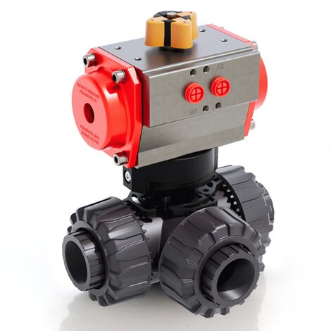 TKDFV/CP SA - pneumatically actuated DUAL BLOCK® 3-way ball valve