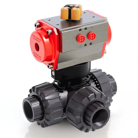 TKDGV/CP DA - pneumatically actuated DUAL BLOCK® 3-way ball valve