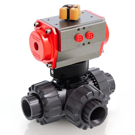 TKDNV/CP SA - pneumatically actuated DUAL BLOCK® 3-way ball valve