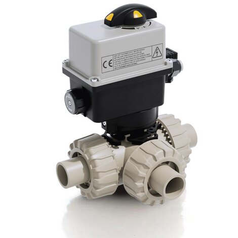 LKDDM/CE 90-240 V AC - electrically actuated DUAL BLOCK® 3-way ball valve