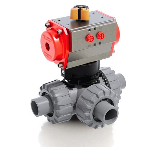 LKDDC/CP DA - pneumatically actuated DUAL BLOCK® 3-way ball valve