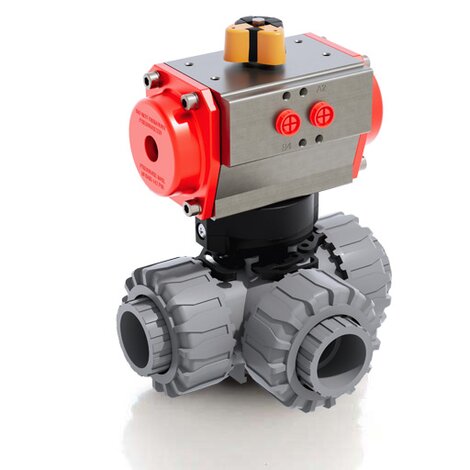 LKDIC/CP SA - pneumatically actuated DUAL BLOCK® 3-way ball valve