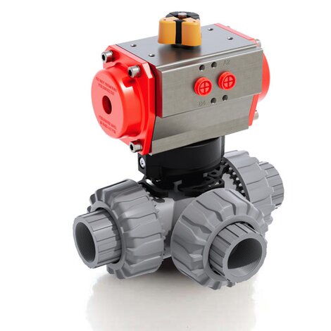 LKDNC/CP SA - pneumatically actuated DUAL BLOCK® 3-way ball valve