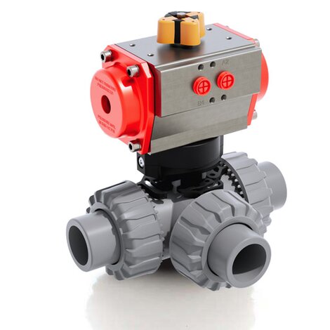 TKDAC/CP SA - pneumatically actuated DUAL BLOCK® 3-way ball valve