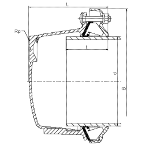 Nuts and bolts galvanized and sheraplex coated Gasket EPDM, DIN-EN 681-1 / KTW / UBA / DVGW-W270   PFA /PN Water: up to DN 300 = 16 bar, larger DN 300 = 10 bar