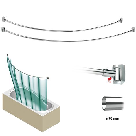 Curtain rod for bath tub - Extensible Curtain rod for bath tub - Extensible
