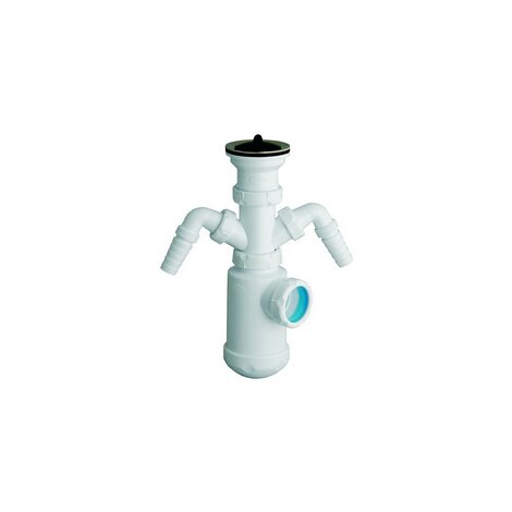 Sink bottle trap with waste outlet and two auxiliary inlets for domestic appliances