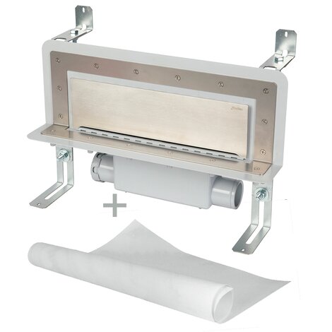 Accessible wall slot channel with 50 mm trap. With geo-textile water tightening fabric