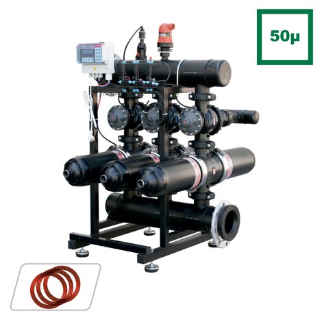3'' double body automatic filtration stations 50 microns. HORIZONTAL CONFIGURATION