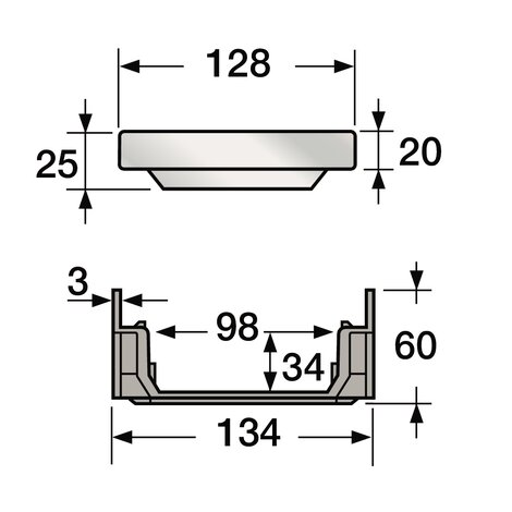 Low channel with stainless steel grate - B125 - L100 int Connecto