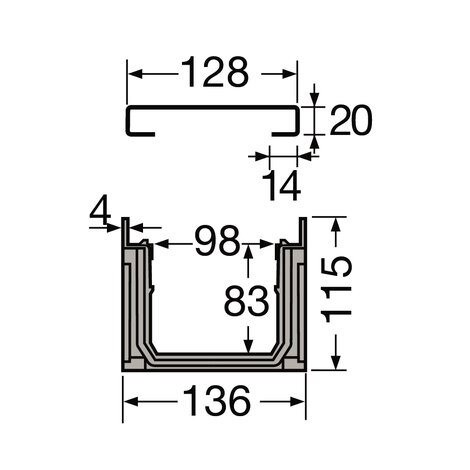 CANIV. LARG.130 GRID A15 PERFORATED STAINLESS STEEL 316