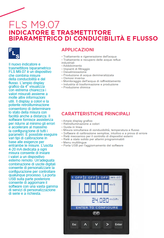 M9.07 Dual - parameter conductivity and flow monitor and transmitter