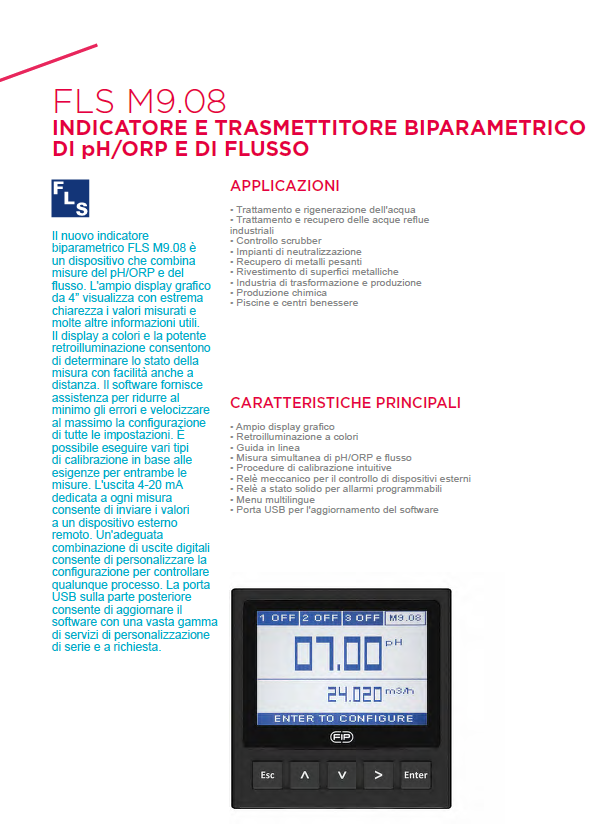 M9.08 Dual-parameter ph/ORP and Flow Monitor and Transmitter