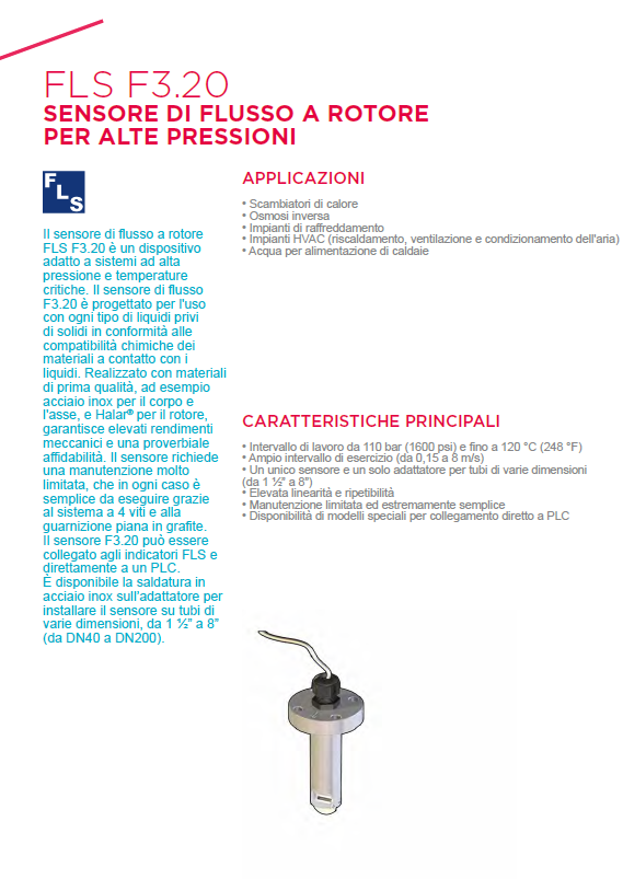 F3.20 High Pressure Paddlewheel Flow Sensor